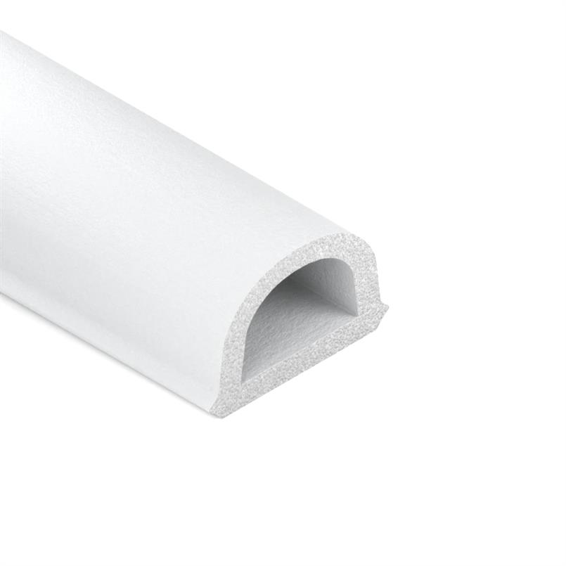 Celrubber zk D-profiel wit BxH=21x15mm (rol 50 meter)