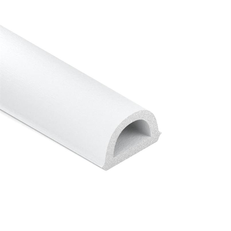 Celrubber zk D-profiel wit BxH=9x6mm (Rol 100 meter)