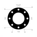 FKM (Viton) flenspakking 220x180x120x3mm 8x18mm DN100