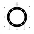 FKM (Viton) flenspakking 445x400x332x3mm 12x22mm DN300