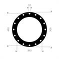 FKM (Viton) flenspakking 505x460x363x3mm 16x22mm DN350