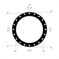 FKM (Viton) flenspakking 670x620x520x3mm 20x26mm DN500