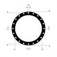 FKM (Viton) flenspakking 780x725x620x3mm 20x30mm DN600