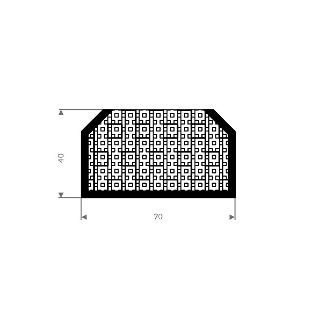 Mosrubber hatchpakking BxH= 70x40mm (L=10m)