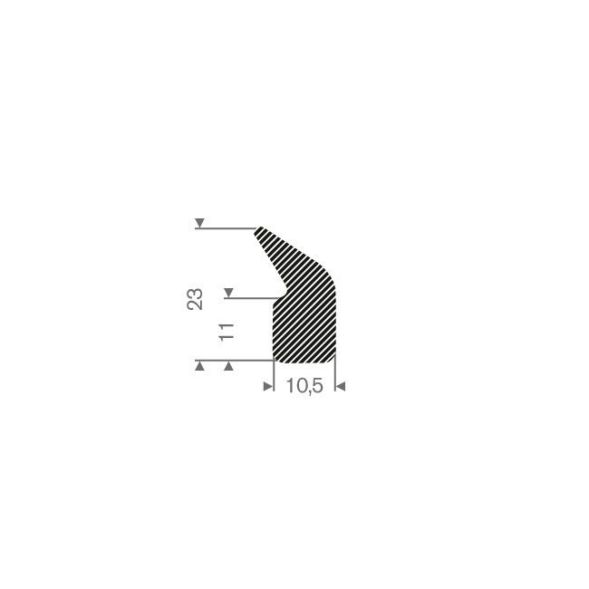 Mosrubber profiel BxH=10,5x23mm (L=50m)