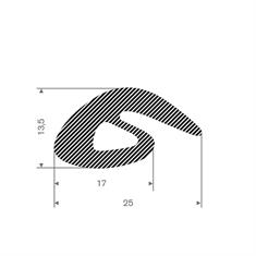 Mosrubber profiel BxH=25x13,5mm (L=25m)