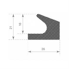 Mosrubber profiel BxH=26x21mm (L=30m)