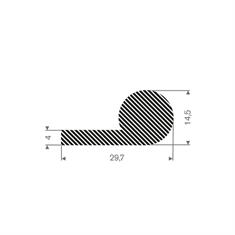 Mosrubber profiel BxH=30x15mm (L=25m)