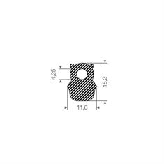Mosrubber siliconen profiel BxH=11,6x15,2mm (L=25m)