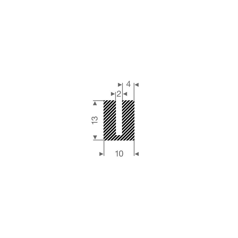 Mosrubber U-profiel 2mm / BxH=10x13mm (L=50m)