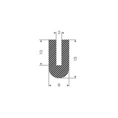 Mosrubber U-profiel 2mm/ BxH=8x15mm (L=50m)