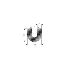 Mosrubber U-profiel 6mm / BxH=16x15mm (L=50m)
