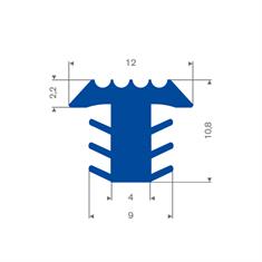 PVC infreesprofiel blauw BxH= 12x10,8mm (rol 25 meter)