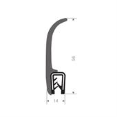 PVC/Mosrubber klemprofiel 1-3mm / BxH=14x56mm (L=25m)