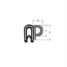 PVC/Mosrubber klemprofiel 1-3mm / BxH=16x12mm (L=50m)