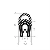 PVC/Mosrubber klemprofiel 1,5-3mm / BxH=10,3x18mm (L=50m)