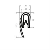 PVC/Mosrubber klemprofiel 1,5-3mm / BxH=10x23,1mm (L=25m)