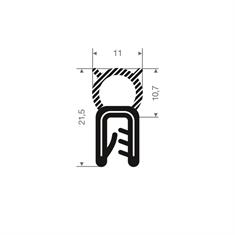 PVC/Mosrubber NBR klemprofiel 1-4mm / BxH=11x21,5mm (L=50m)