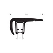 PVC/Volrubber klemprofiel met flap 7mm / B=44mm (L=25m)