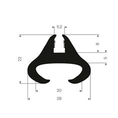 Rubber glasprofiel 5,2/20mm (L=20m)