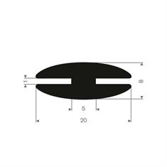 Rubber H-profiel 1/1mm