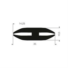 Rubber H-profiel 3/3mm (35x10,5mm) (L=50m)