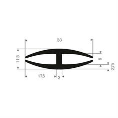 Rubber H-profiel 6/6mm (L=50m)