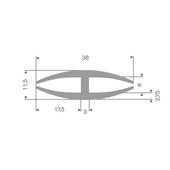 Rubber H-profiel grijs 6/6mm (L=40m)