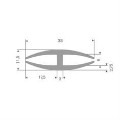 Rubber H-profiel grijs 6/6mm (L=40m)