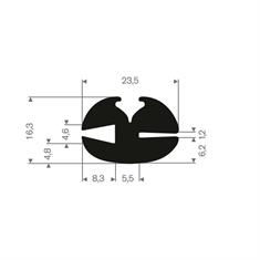 Rubber peesprofiel 4,6/1,2mm (L=50m)