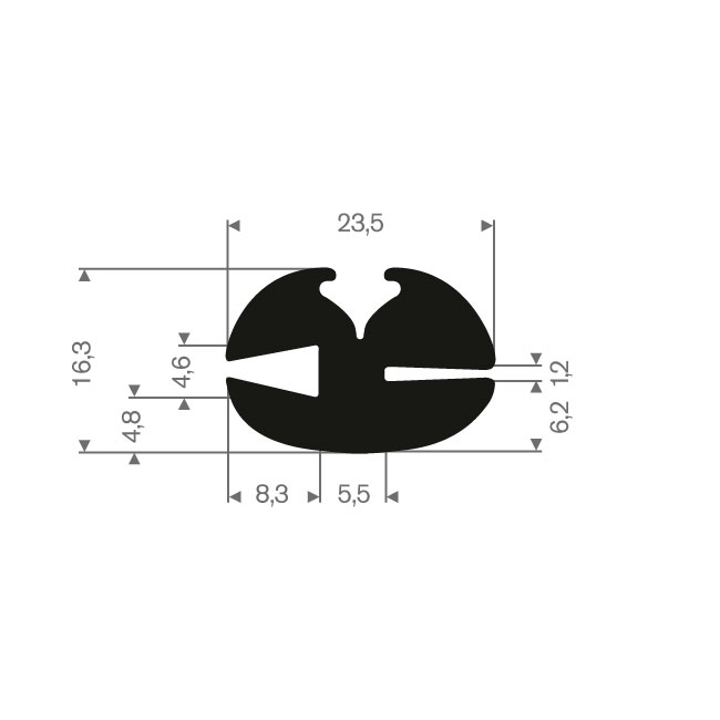 Rubber peesprofiel 4,6/1,2mm (L=50m)