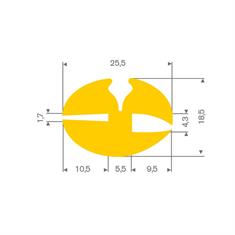 Rubber peesprofiel geel 1,7/4,3mm (L=5m)