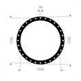 SBR flenspakking 1230x1160x1032x3mm 28x36mm DN1000