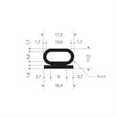 Siliconen omega profiel zwart BxH=17,3x11,2mm (L=50m)