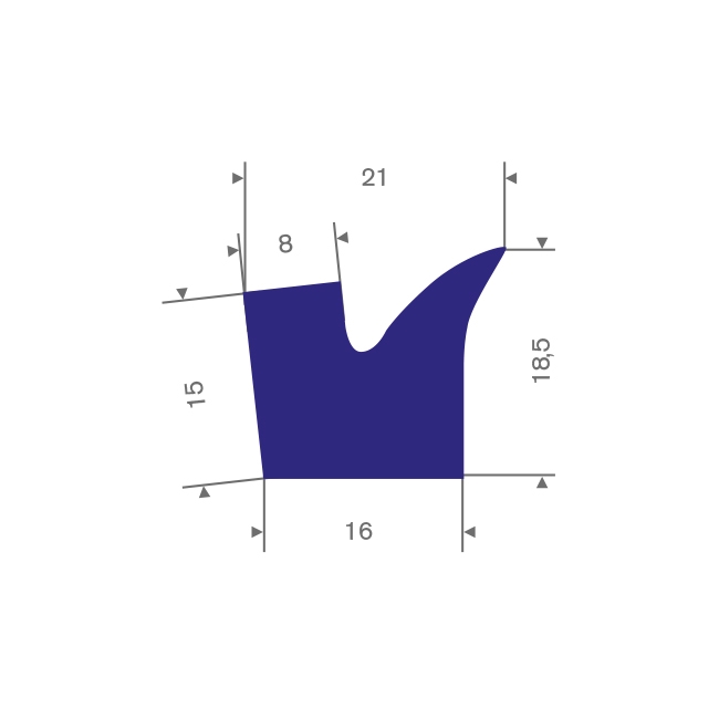 Siliconen profiel blauw BxH= 21x18,5mm (L=30m)