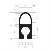 Siliconen profiel BxH=17x34mm (L=30m)