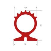 Siliconen profiel rood BxH= 18x23mm (L=20m)