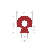 Siliconen profiel rood BxH= 21x23,5mm (L=10m)