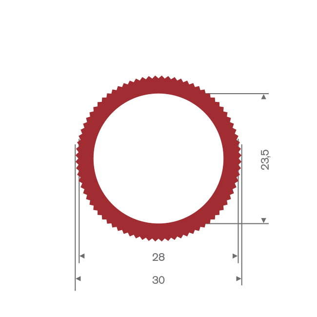 Siliconen slang rood DN= 23,5x30mm (L=10m)