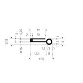 Siliconen U-profiel met kraal BxH=17x5mm (L=100m)