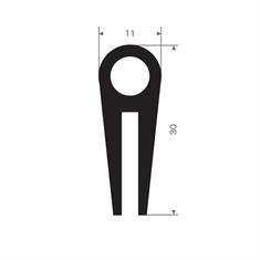 Siliconen U-profiel zwart BxH= 11x30mm (L=20m)