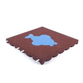 Speelplaatstegel rood met blauwe vis