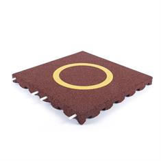 Speelplaatstegel rood met gele cirkel