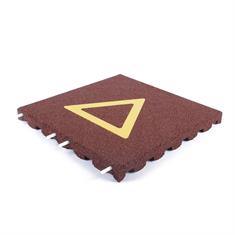 Speelplaatstegel rood met gele driehoek