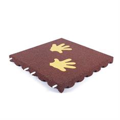 Speelplaatstegel rood met gele handafdruk