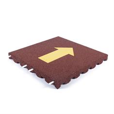 Speelplaatstegel rood met gele pijl