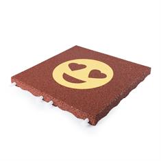 Speelplaatstegel rood met gele smiley hart