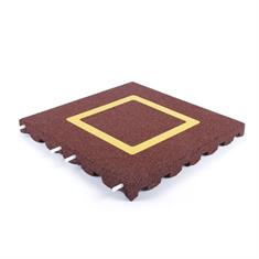 Speelplaatstegel rood met gele vierkant
