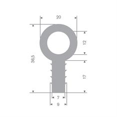 TPE stootprofiel grijs BxH=20x36,5mm (L=25m)