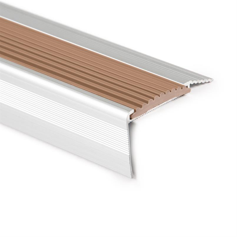 Trapneusprofiel aluminium recht bruin LxBxH=1500x55x31mm